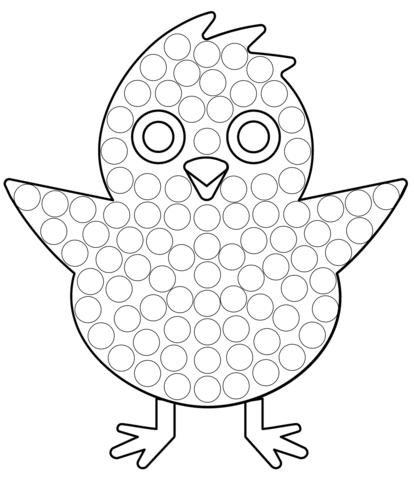 Front Facing Baby Chick Dot Art Coloring Page